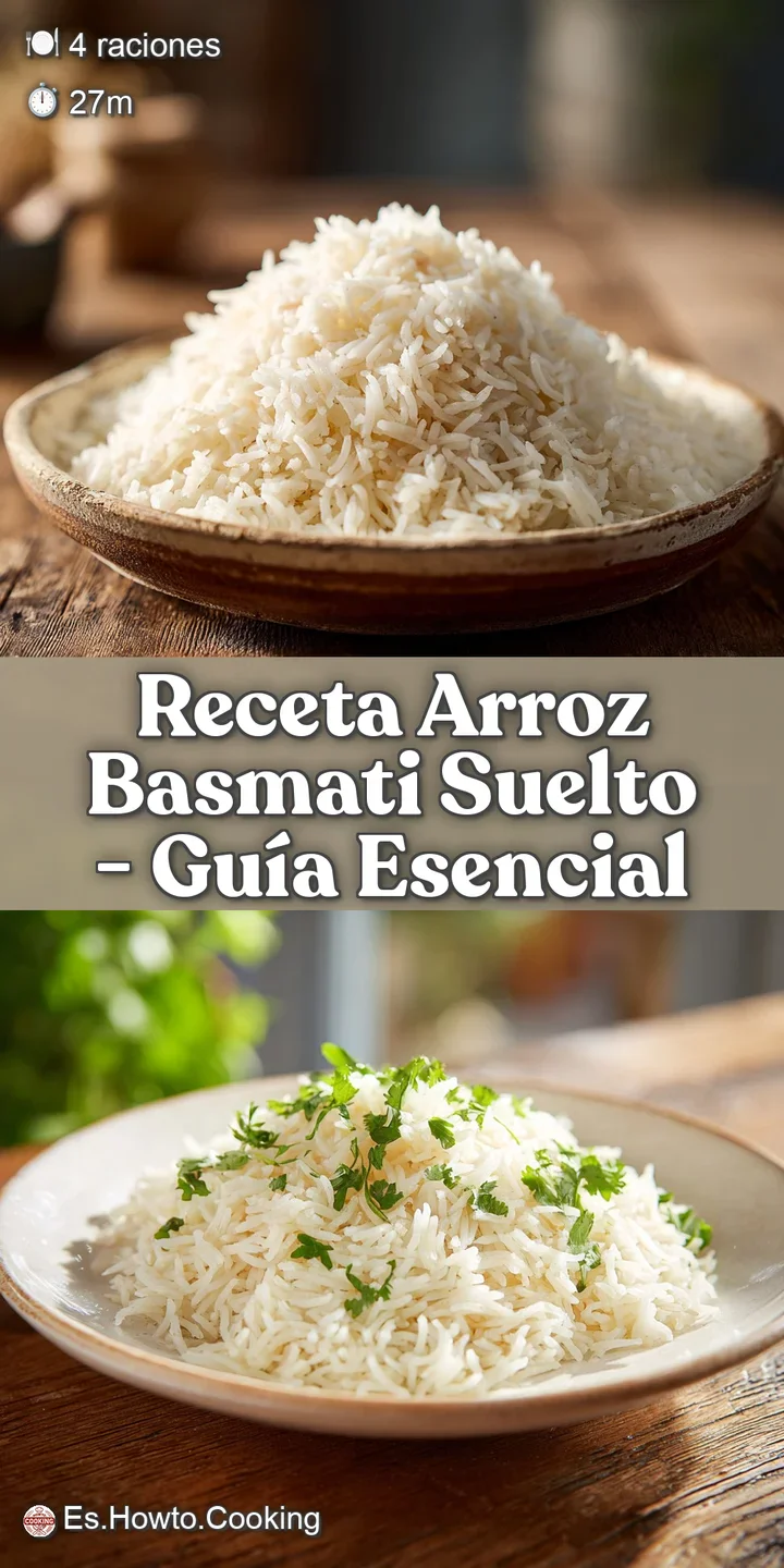 Close-up of fluffy, individual Basmati rice grains. Light reflects softly, highlighting the delicate texture and subtle sh...