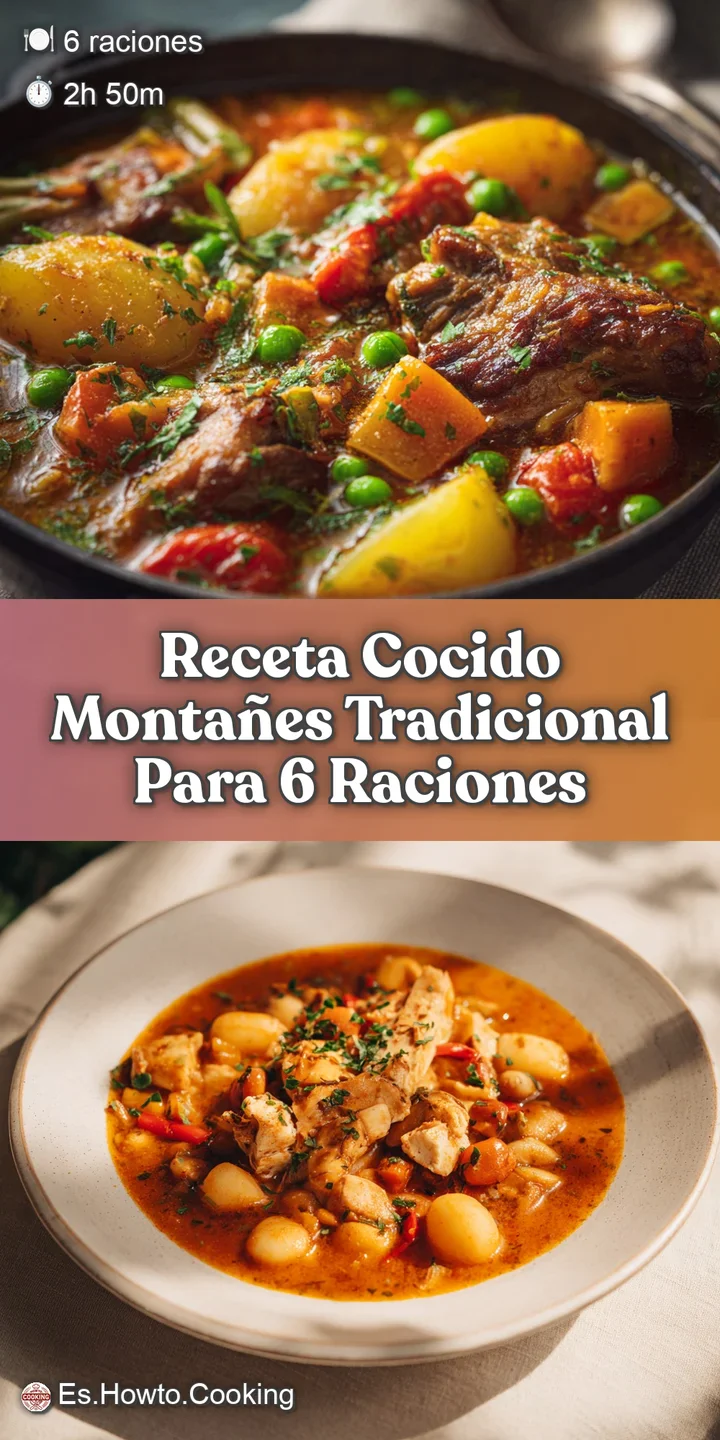 Close-up of Cocido Monta&ntilde;&eacute;s: Glossy chorizo slices, plump beans, and wilted greens glisten in a flavorful, inviting broth.