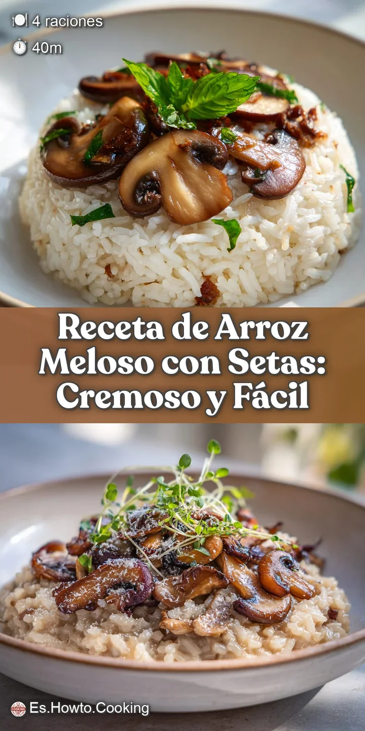 Close-up of glistening, tender rice with plump mushrooms. Visible moisture and vibrant hues convey rich flavor and freshness.