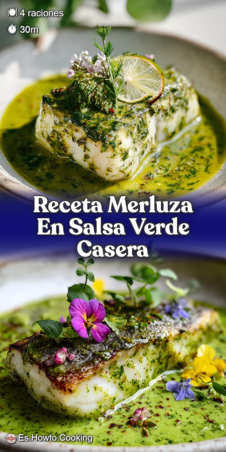Close-up reveals tender, white hake simmering in a velvety, verdant sauce. Drops of flavorful oil shimmer on the surface.