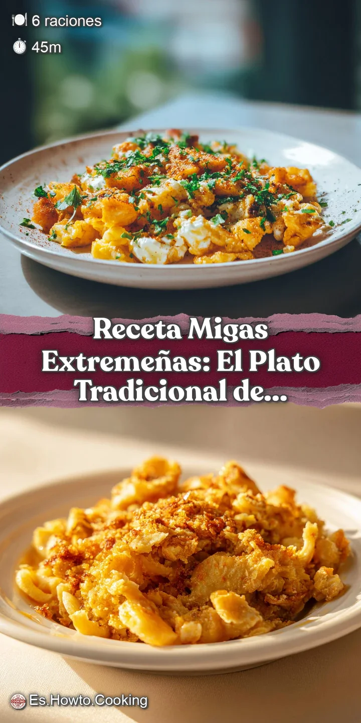 Close-up of warm, glistening migas, revealing the chorizo's paprika-red hue and the crispy edges. An appetizing rustic del...