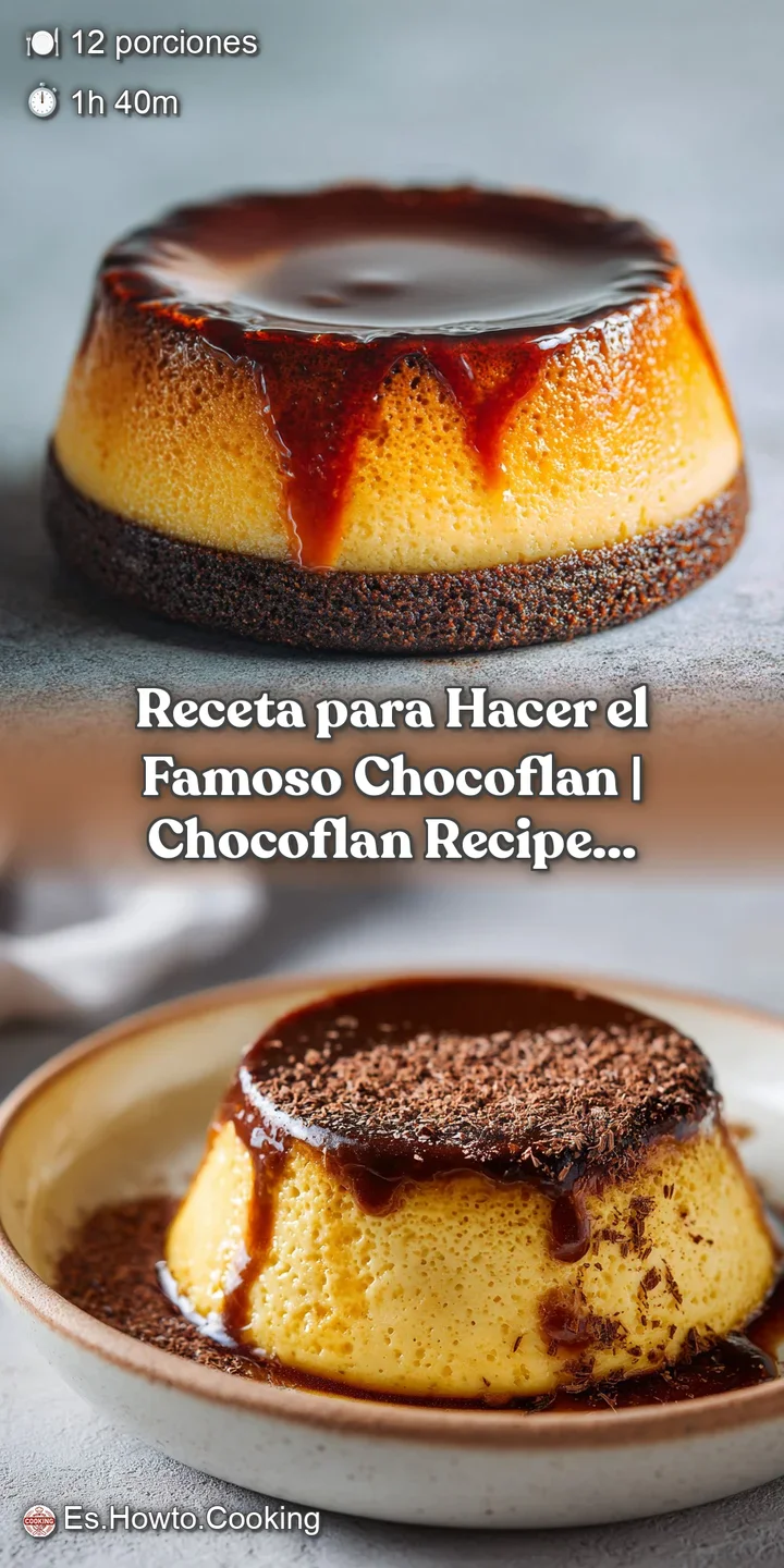 Close-up of molten caramel cascading over the velvety, dark chocolate chocoflan surface.