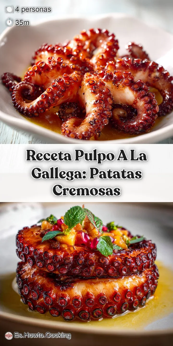 Close-up of tender, reddish-purple octopus tentacles, seasoned with smoky paprika and drizzled with golden olive oil.