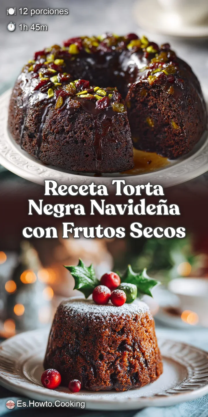 Close-up of a glossy, dark fruitcake. Candied cherries glisten. You can almost smell the rum and spices. Inviting and fest...