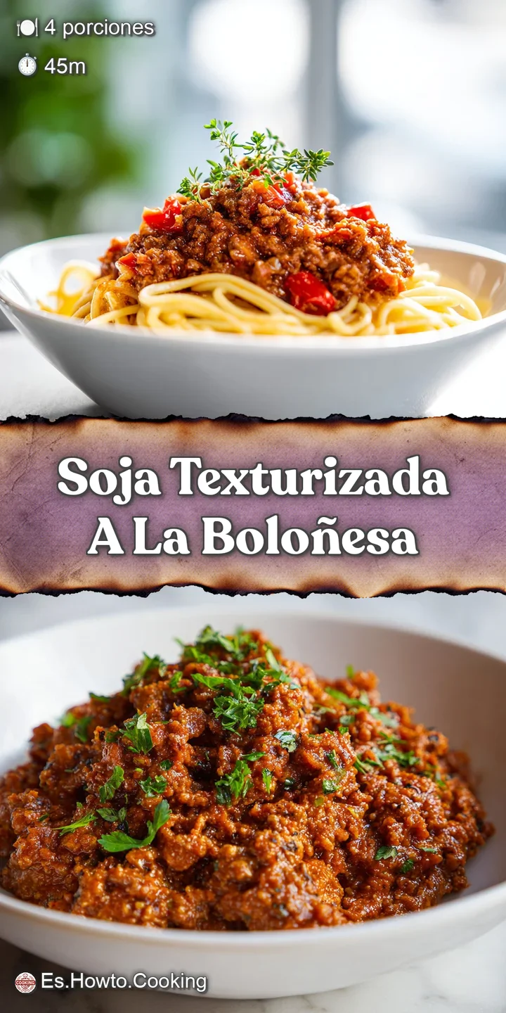 Close-up of steaming soy bolognese, highlighting the sauce's meaty texture and vibrant red hues, flecked with herbs.