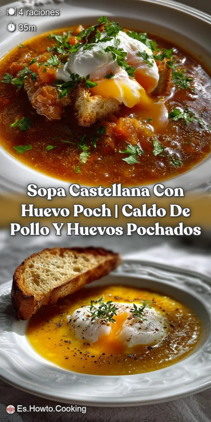 Sopa Castellana con Huevo Poch | Caldo De Pollo y Huevos Pochados