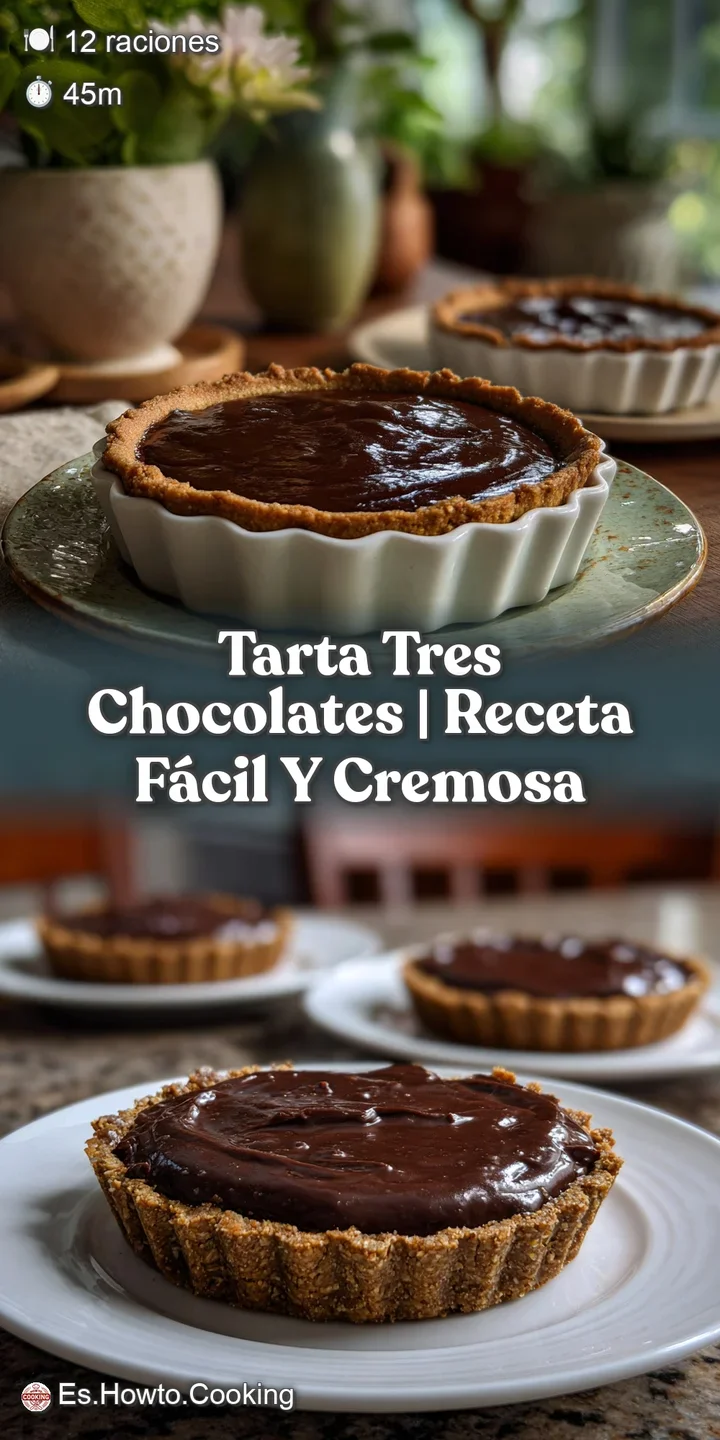 Close-up of a decadent three-chocolate torte, showing the smooth, almost glossy surface. Intense chocolate aroma visually ...