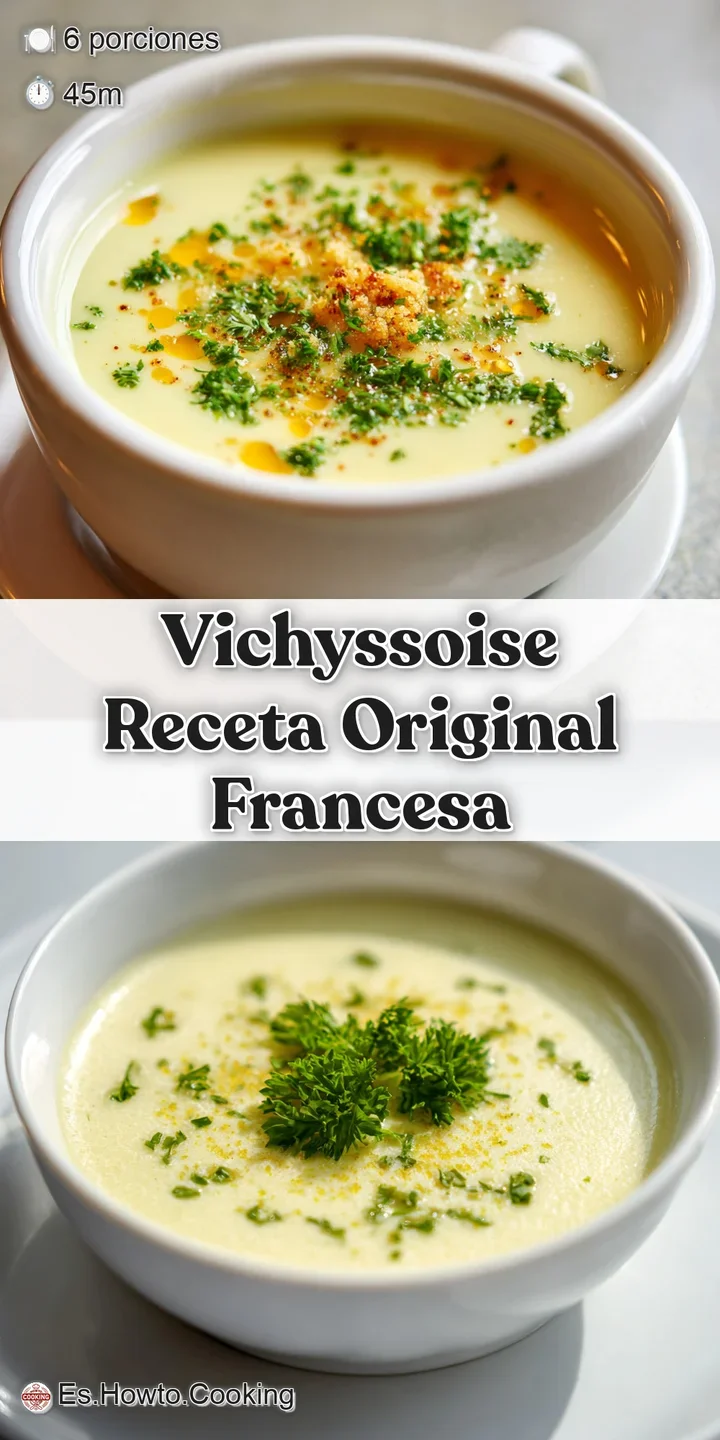 Close-up of silky smooth vichyssoise. Notice bright flecks of green chives and a shimmering olive oil sheen. Cool and refr...