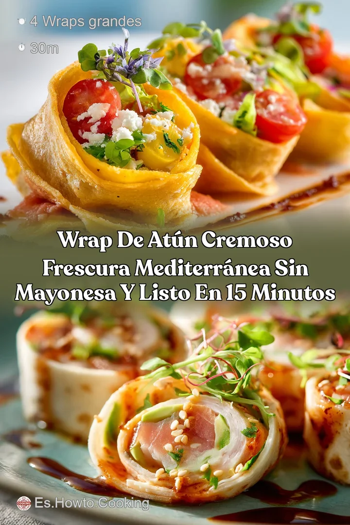Wrap de At&uacute;n Cremoso Frescura Mediterr&aacute;nea Sin Mayonesa y Listo en 15 Minutos