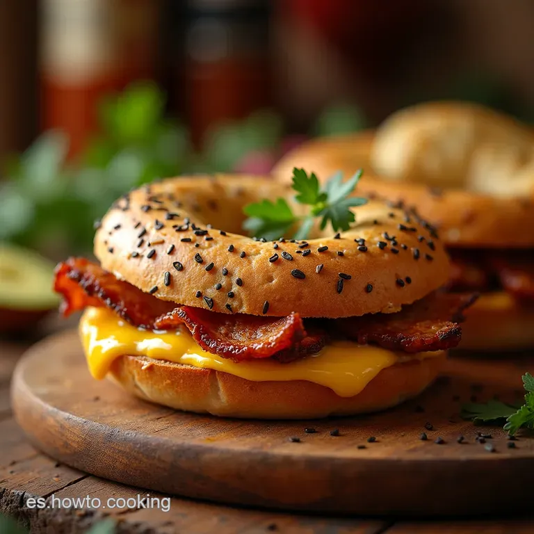 El Bagel De La Fiesta Cerdo Bbq Y Queso Oaxaca Fundido presentation