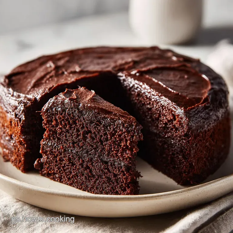 Slice of moist chocolate cake with a scoop of vanilla ice cream, drizzled with chocolate sauce, garnished with fresh raspb...