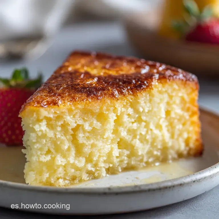 Slice of fluffy yogurt cake with a side of fresh raspberries; soft, inviting texture and warm, golden hue.