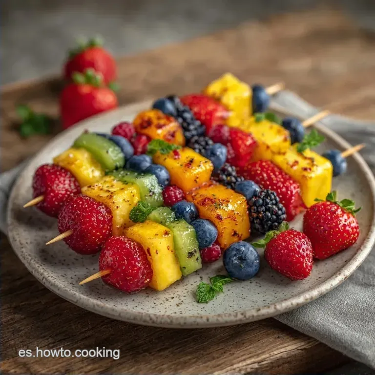 Brochetas De Frutas Arco&iacute;ris: Frescas y Coloridas