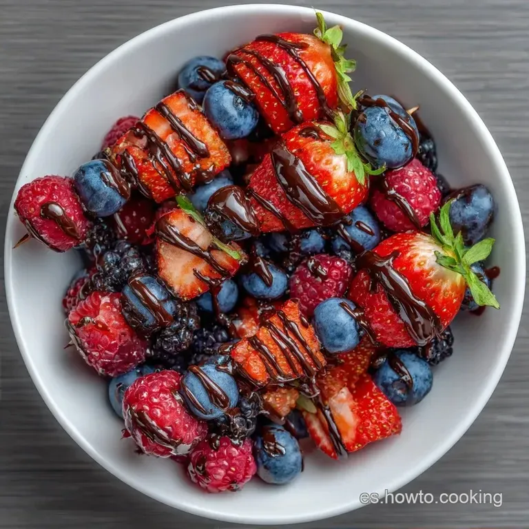 Brochetas de Frutas con Chocolate: Toque Crujiente