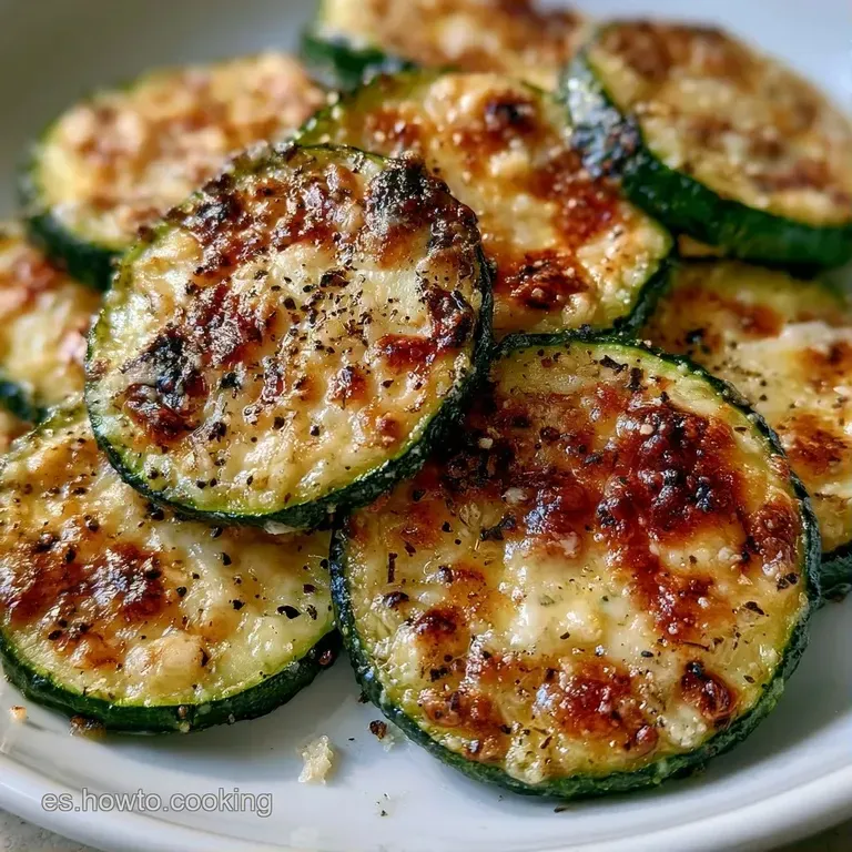 Calabacines asados dispuestos ordenadamente, con un tono dorado intenso y queso fundido, decorados con perejil fresco.