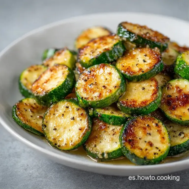 Calabacines dispuestos con elegancia en plato blanco, resaltando su verde intenso y el brillo sedoso del aceite.