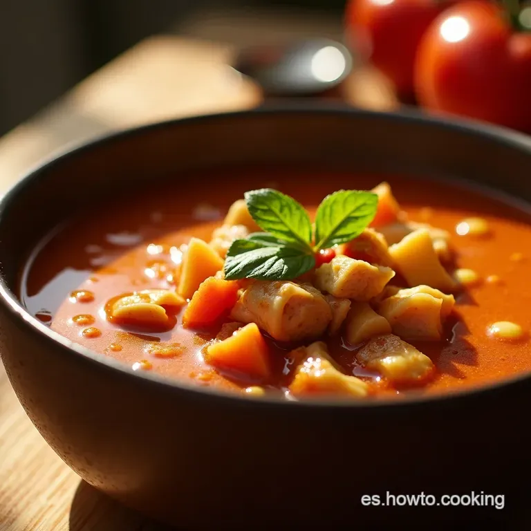 Caldo De Pollo Levanta Muertos Con Tomate Y Chipotle presentation