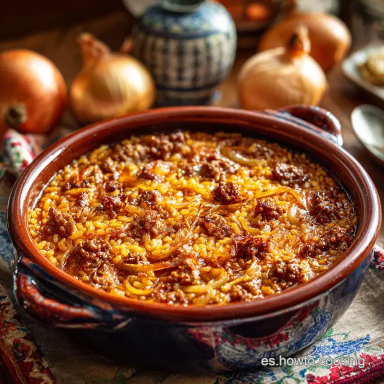 Cazuela De Arroz Y Carne Molida Con Cebolla France: El Plato De Confort Definitivo presentation