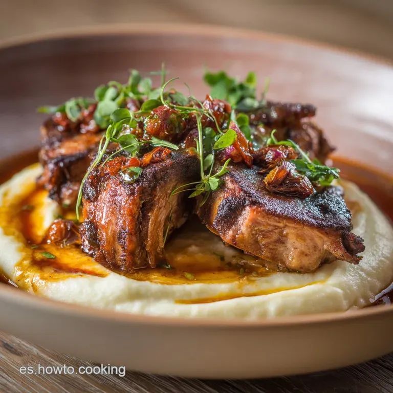 Chuletas De Cerdo Con Ajo Y Mantequilla Y Pur&eacute; Sua: La Receta Secreta Del Basting presentation