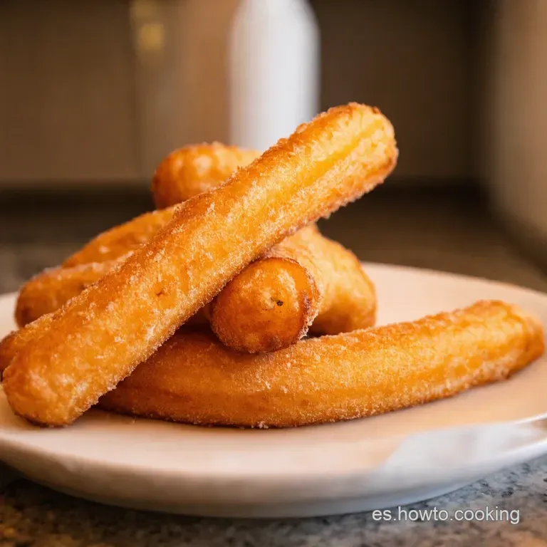 Churros Caseros Crujientes Con Chocolate Caliente presentation