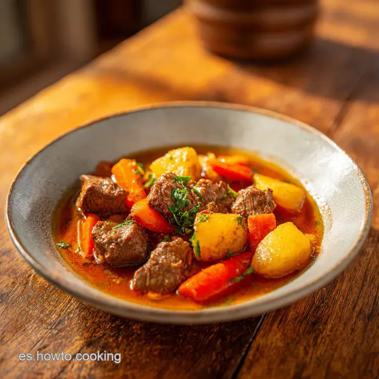 Cocido Monta&ntilde;&eacute;s served elegantly; a portion in a bowl, showcasing tender beans, flavorful meat, and fresh greens.