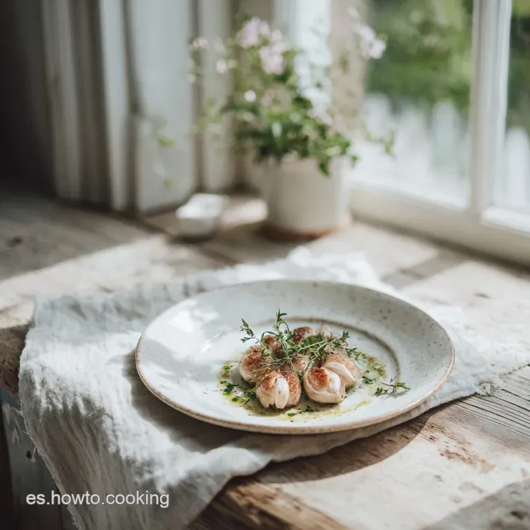 Rabbit al ajillo served on a white plate; garlic and parsley clinging to the tender meat, a drizzle of olive oil adds rich...