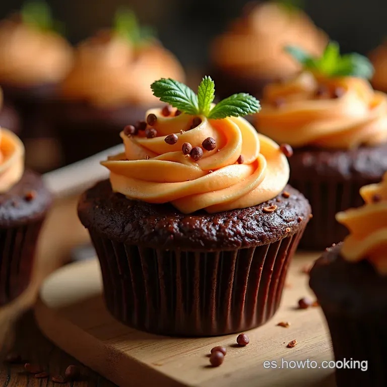 Cupcakes De Zanahoria Y Chocolate Con Frosting Cremoso presentation