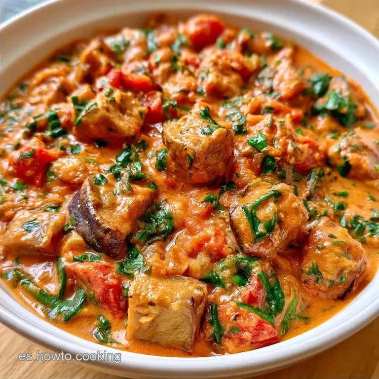 Vibrante Curry de Berenjena Tomate y Espinacas
