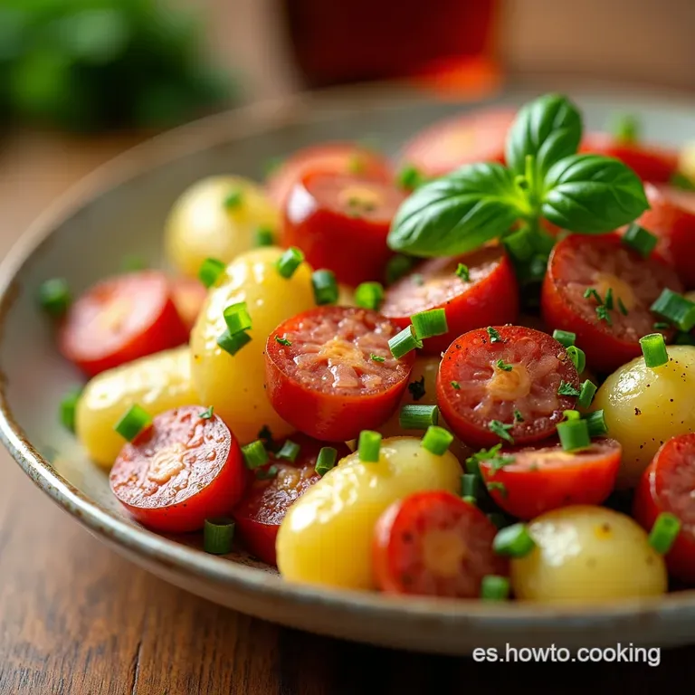 El Secreto de Baviera Ensalada Tibia de Patatas Salchicha Ahumada y Vinagreta de Mostaza