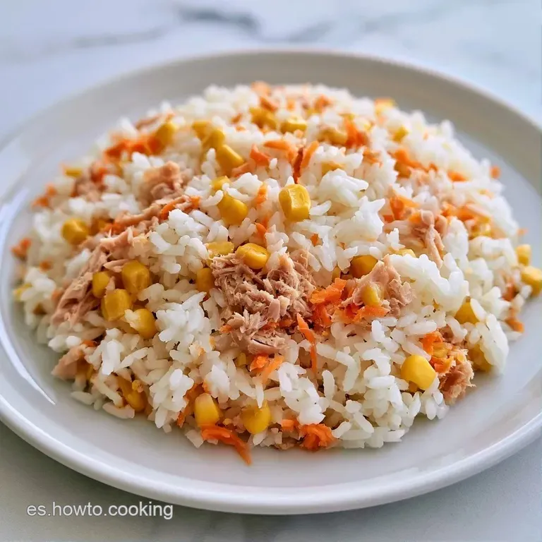 Ensalada de granos blancos brillantes servida en bol cer&aacute;mico con trozos de zanahoria y aceitunas negras relucientes.