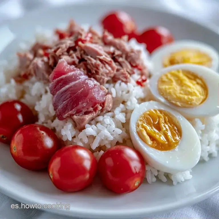 Arroz blanco esponjoso con hortalizas vibrantes, aceitunas negras y un hilo de aceite de oliva que aporta brillo.