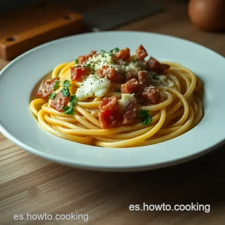 Espaguetis a La Carbonara: Aut&eacute;ntico Sabor Romano presentation