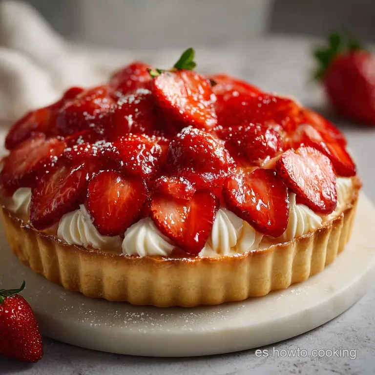Elegant glass bowl filled with bright red strawberries drenched in thick cream, a tempting, simple dessert presentation.