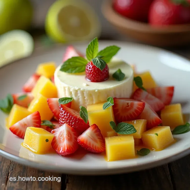 La Reina de la Frescura Ensalada de Frutas Tropicales con Crema de Cheesecake al Lim&oacute;n