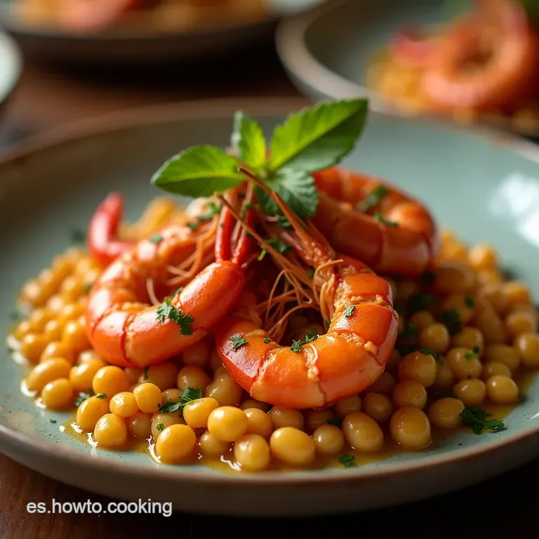 Tesoro Del Mar Y La Tierra Garbanzos Melosos Con Langostinos Al Ajillo presentation