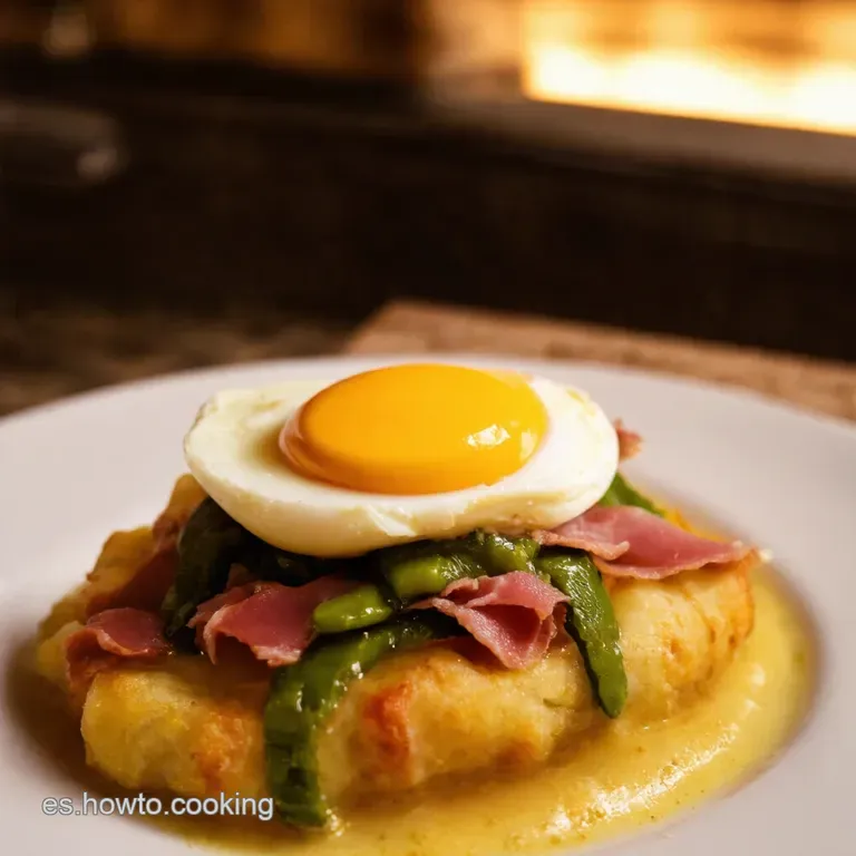 Jud&iacute;as Verdes Sofre&iacute;das Con Jam&oacute;n Ib&eacute;rico Y Huevo Frito presentation