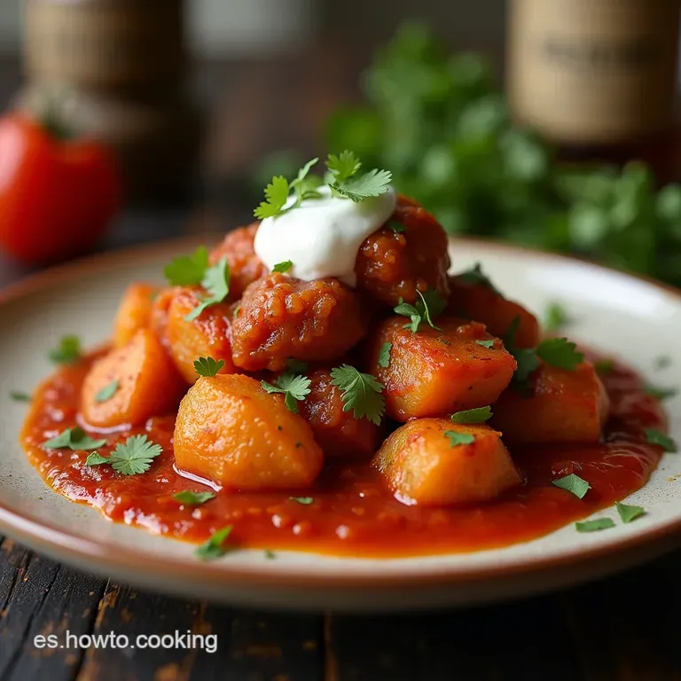 El Fuego de la Abuela Papas con Longaniza en Salsa Roja Revuelta