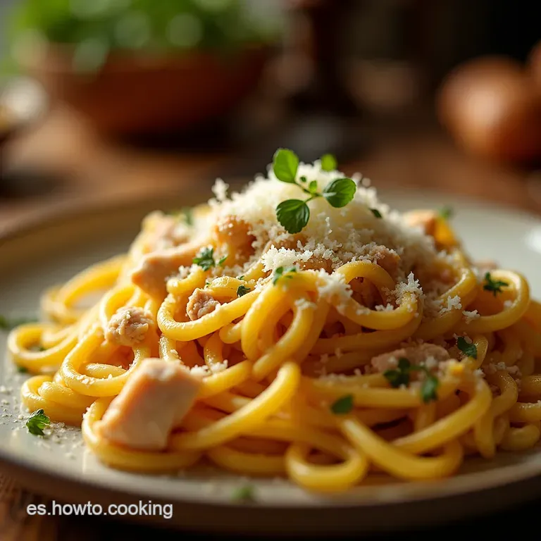 El Abrazo De La Abuela Pasta Cremosa Con Pollo Y Toque De Parmesano Ahumado presentation