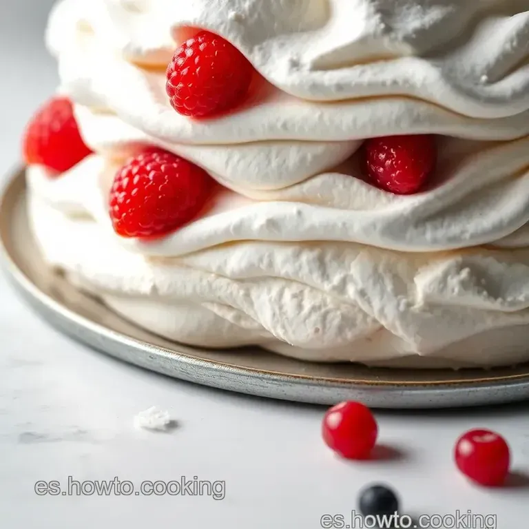 Pavlova De Ensue&ntilde;o Con Frutas Frescas presentation