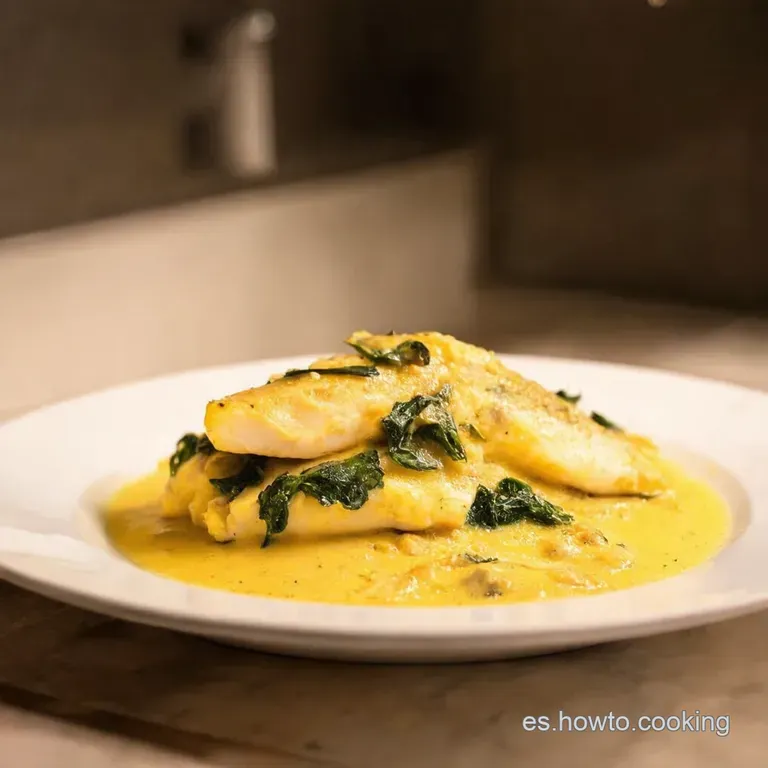 Pescado Gratinado Con Espinacas Y Queso presentation