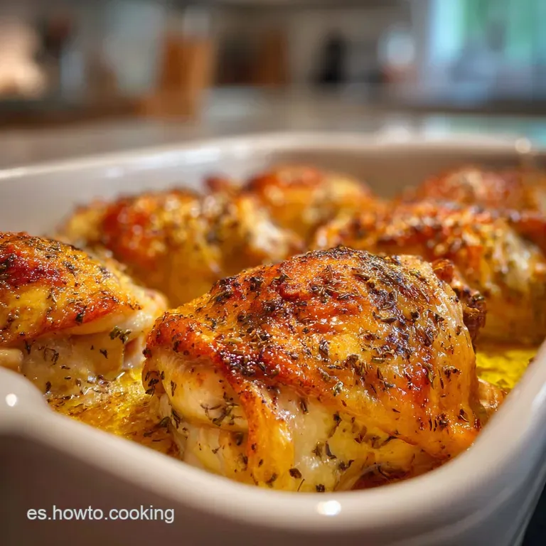 Juicy roasted chicken quarter with herbs and lemon slice atop creamy polenta, drizzled with shimmering pan juices.