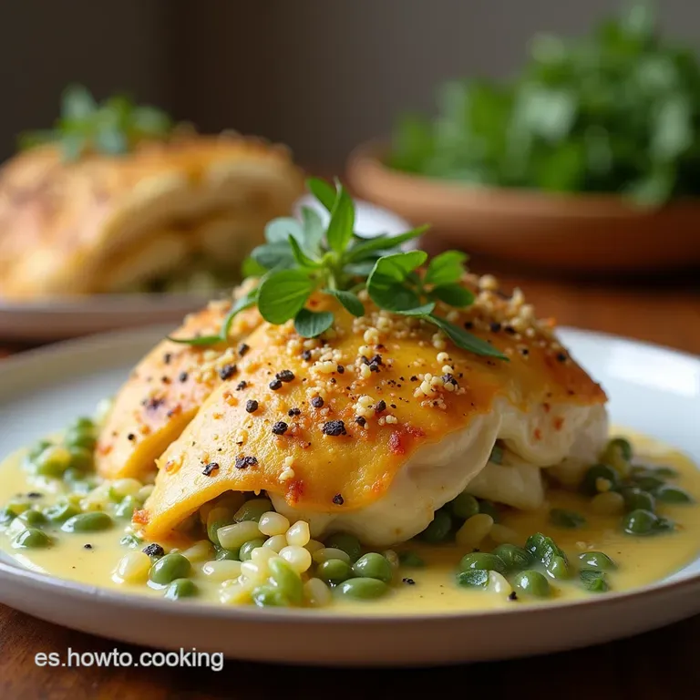 El Tesoro del Horno Jugoso Pollo Relleno de Espinacas Cremosas y Champi&ntilde;ones Silvestres