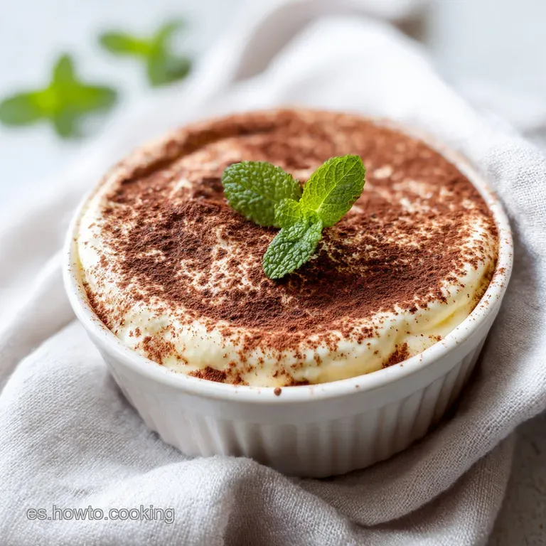 A slice of tiramisu on a white plate, showcasing creamy texture and delicate cocoa dusting.