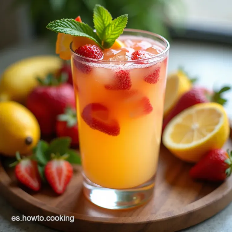 Refrescante Agua de Fresa Pl&aacute;tano y Manzana
