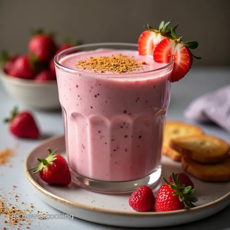 El Remolino Rosa Smoothie Cremoso de Fresas Yogurt Griego y Almendras Tostadas