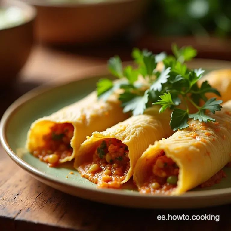 Tamales De Rajas Poblanas Con Crema Y Queso Fresco presentation
