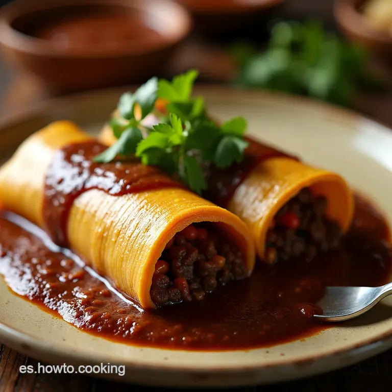Tamales Oaxaque&ntilde;os De Mole Negro presentation