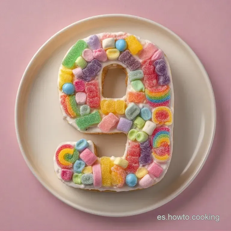 Porci&oacute;n de tarta colorida en plato blanco, resaltando texturas gomosas y az&uacute;car cristalizada bajo luz suave.