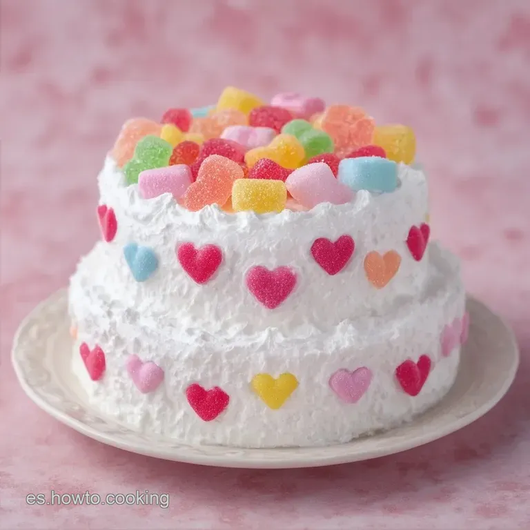 Tarta de Gominolas para Comuni&oacute;n de Ni&ntilde;a: Dise&ntilde;o Rosa