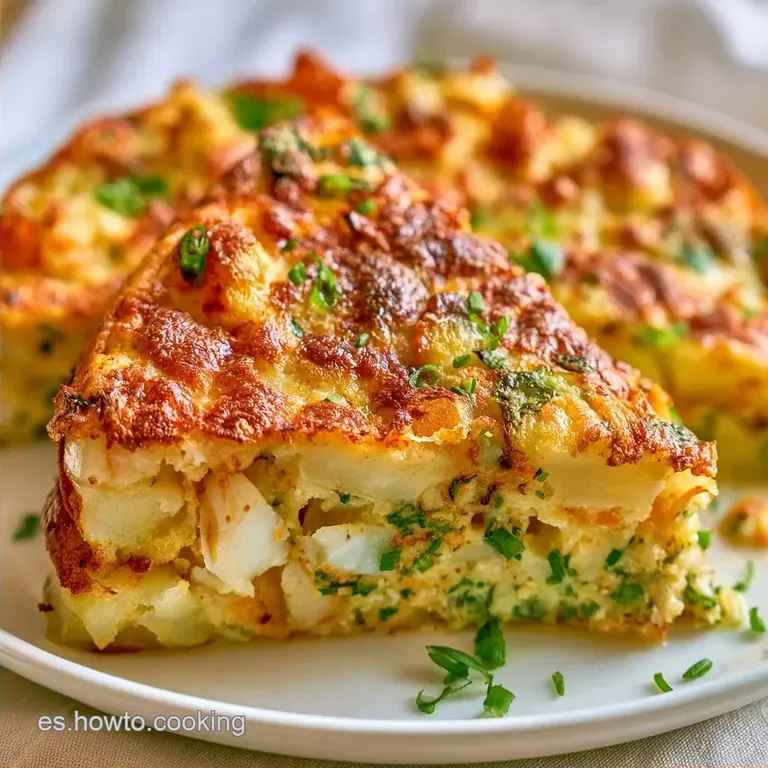 Tortilla De Bacalao Y Patatas Con Cebolleta